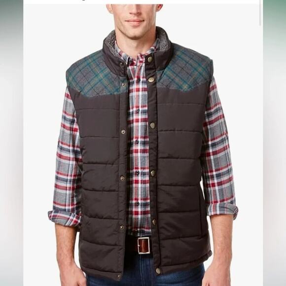 Weatherproof Other - Weatherproof Vintage Mens Puffer Vest Medium‎ Black Plaid Cabincore Outdoor